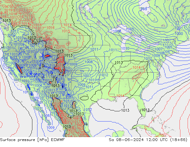 Luchtdruk (Grond) ECMWF za 08.06.2024 12 UTC