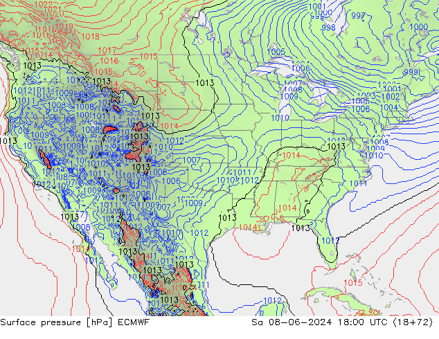 Pressione al suolo ECMWF sab 08.06.2024 18 UTC