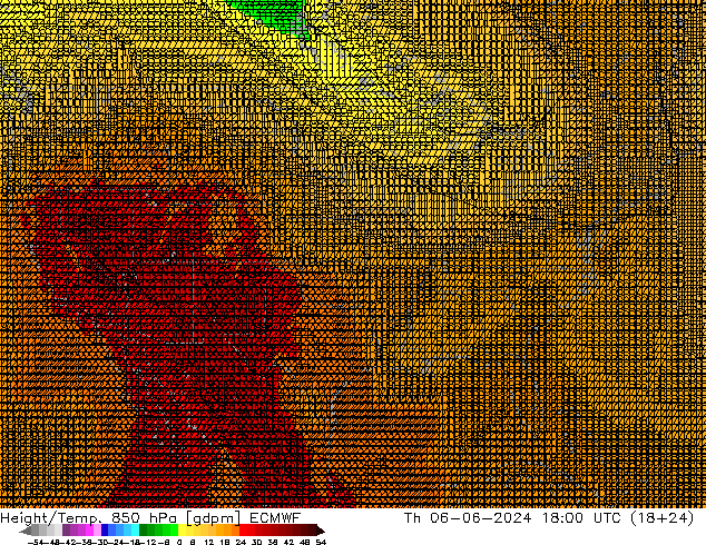 Height/Temp. 850 гПа ECMWF чт 06.06.2024 18 UTC