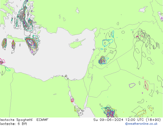 Isotachs Spaghetti ECMWF Вс 09.06.2024 12 UTC