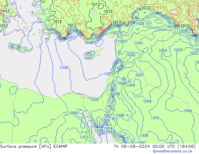 Pressione al suolo ECMWF gio 06.06.2024 00 UTC