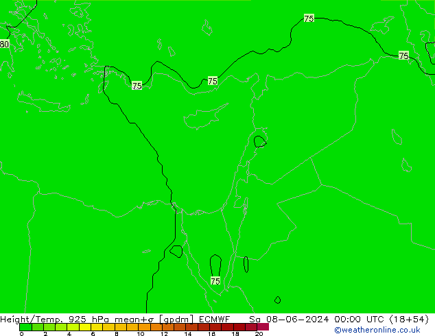 Height/Temp. 925 hPa ECMWF Sa 08.06.2024 00 UTC