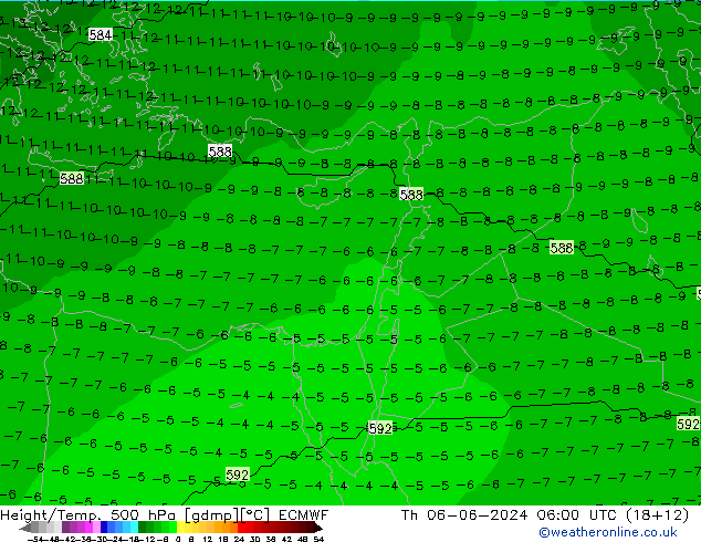 Height/Temp. 500 hPa ECMWF Qui 06.06.2024 06 UTC