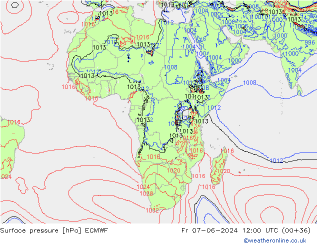 pression de l'air ECMWF ven 07.06.2024 12 UTC