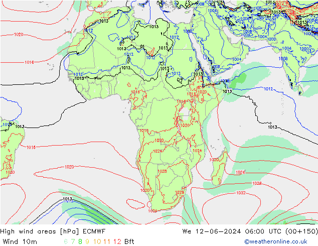 Izotacha ECMWF śro. 12.06.2024 06 UTC