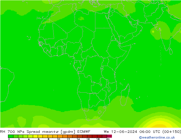 RH 700 hPa Spread ECMWF  12.06.2024 06 UTC