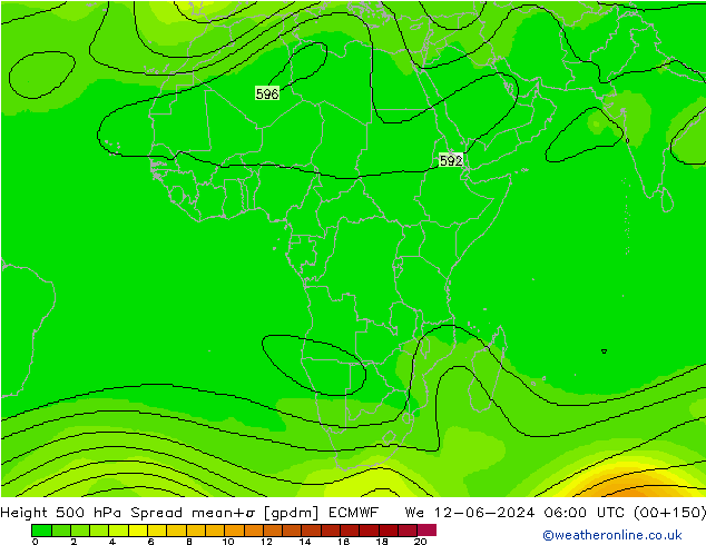 Height 500 hPa Spread ECMWF  12.06.2024 06 UTC