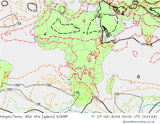 Height/Temp. 850 hPa ECMWF pt. 07.06.2024 00 UTC