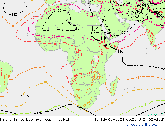 Height/Temp. 850 hPa ECMWF Ter 18.06.2024 00 UTC