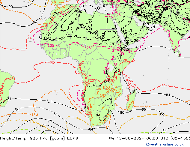 Height/Temp. 925 hPa ECMWF  12.06.2024 06 UTC