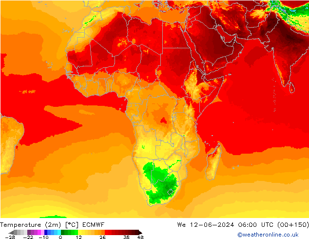 Temperatura (2m) ECMWF Qua 12.06.2024 06 UTC