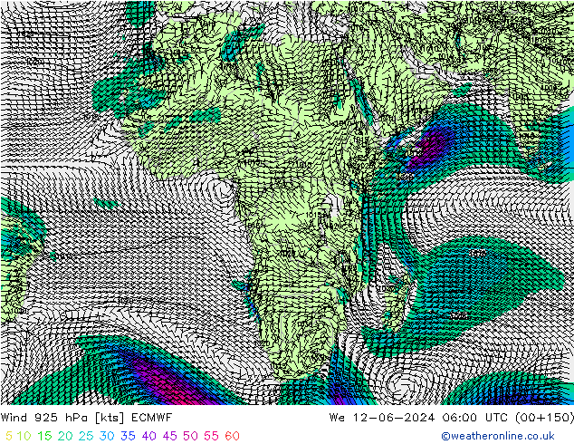 wiatr 925 hPa ECMWF śro. 12.06.2024 06 UTC