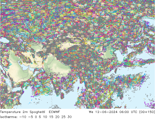 Temperature 2m Spaghetti ECMWF We 12.06.2024 06 UTC