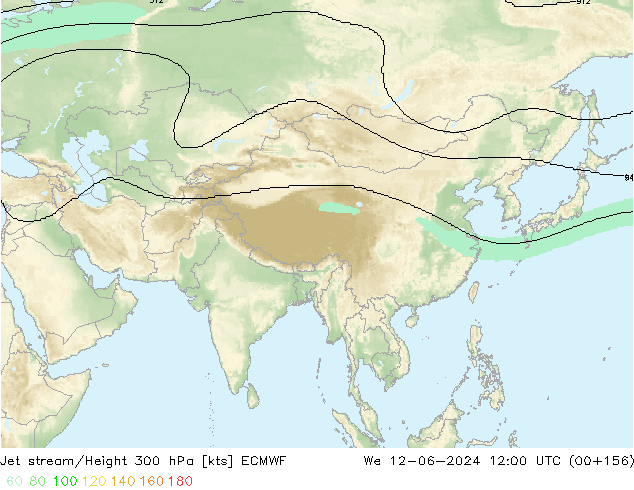 Jet stream ECMWF Qua 12.06.2024 12 UTC