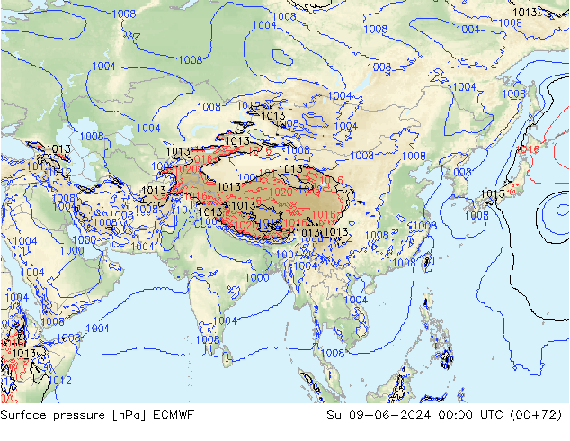 Yer basıncı ECMWF Paz 09.06.2024 00 UTC