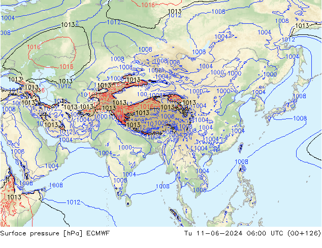 Presión superficial ECMWF mar 11.06.2024 06 UTC