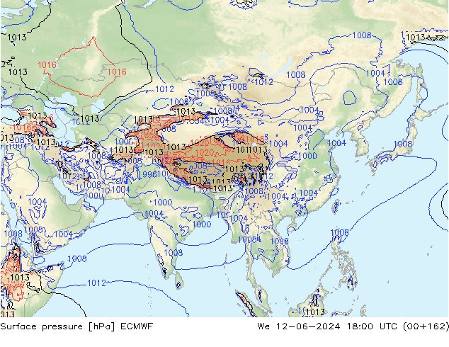 Yer basıncı ECMWF Çar 12.06.2024 18 UTC