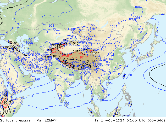 Atmosférický tlak ECMWF Pá 21.06.2024 00 UTC