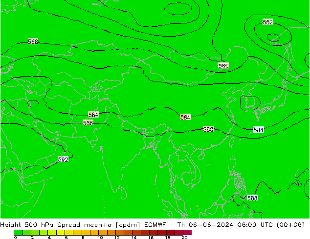 Height 500 hPa Spread ECMWF Th 06.06.2024 06 UTC