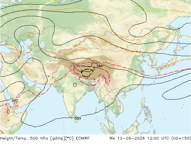 Yükseklik/Sıc. 500 hPa ECMWF Çar 12.06.2024 12 UTC