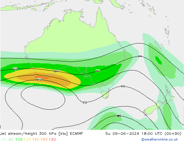 Jet stream/Height 300 hPa ECMWF Su 09.06.2024 18 UTC