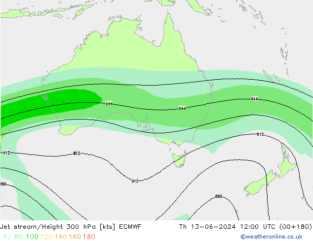 Jet stream/Height 300 hPa ECMWF Th 13.06.2024 12 UTC