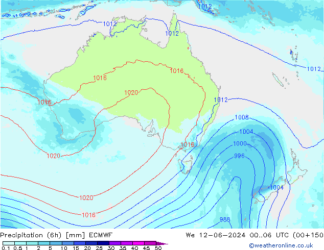 Precipitazione (6h) ECMWF mer 12.06.2024 06 UTC