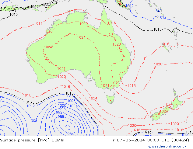 Surface pressure ECMWF Fr 07.06.2024 00 UTC