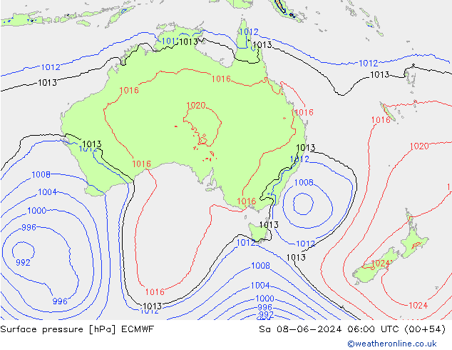 Atmosférický tlak ECMWF So 08.06.2024 06 UTC