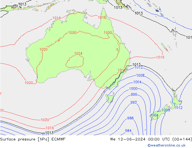 Luchtdruk (Grond) ECMWF wo 12.06.2024 00 UTC