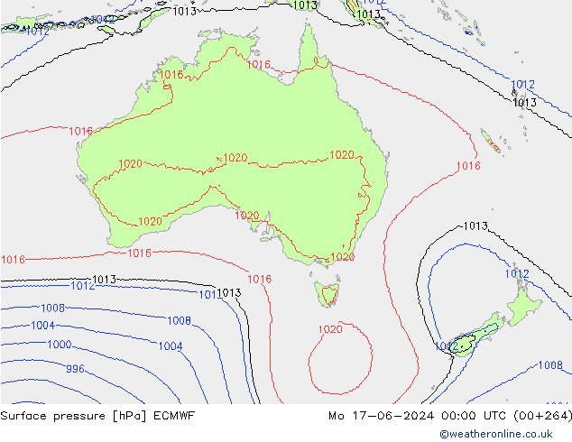 Atmosférický tlak ECMWF Po 17.06.2024 00 UTC