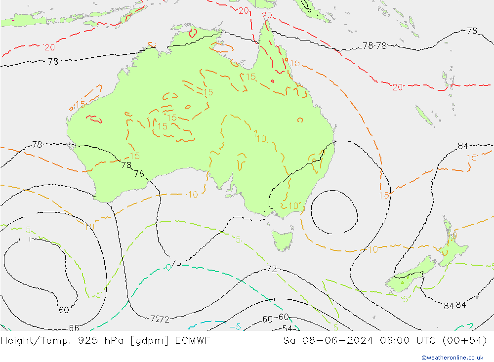 Height/Temp. 925 hPa ECMWF  08.06.2024 06 UTC