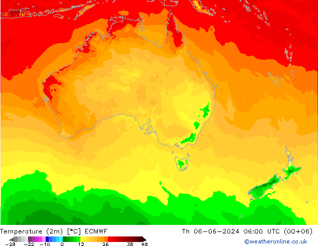 Temperatura (2m) ECMWF Qui 06.06.2024 06 UTC