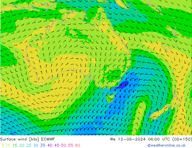 Wind 10 m ECMWF wo 12.06.2024 06 UTC