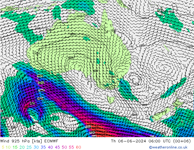 Wind 925 hPa ECMWF Th 06.06.2024 06 UTC