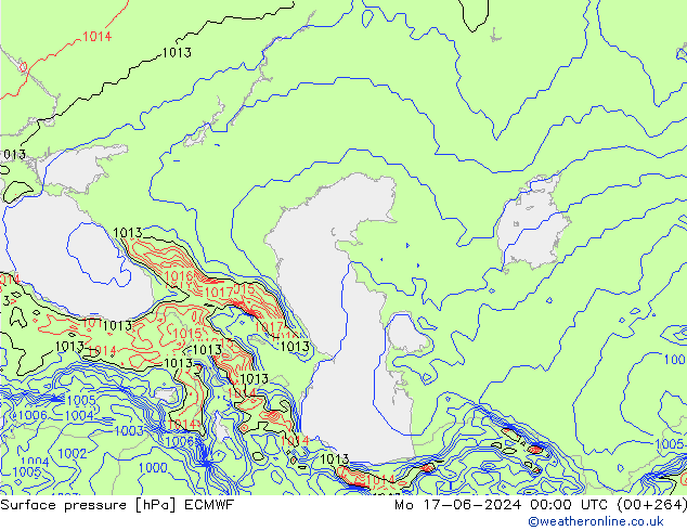 Surface pressure ECMWF Mo 17.06.2024 00 UTC