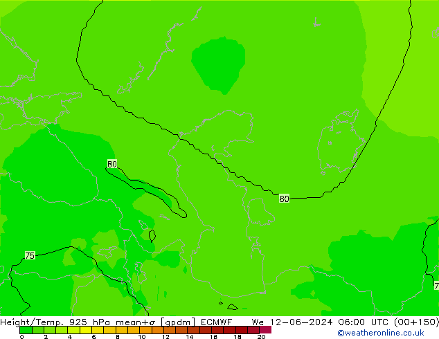 Geop./Temp. 925 hPa ECMWF mié 12.06.2024 06 UTC