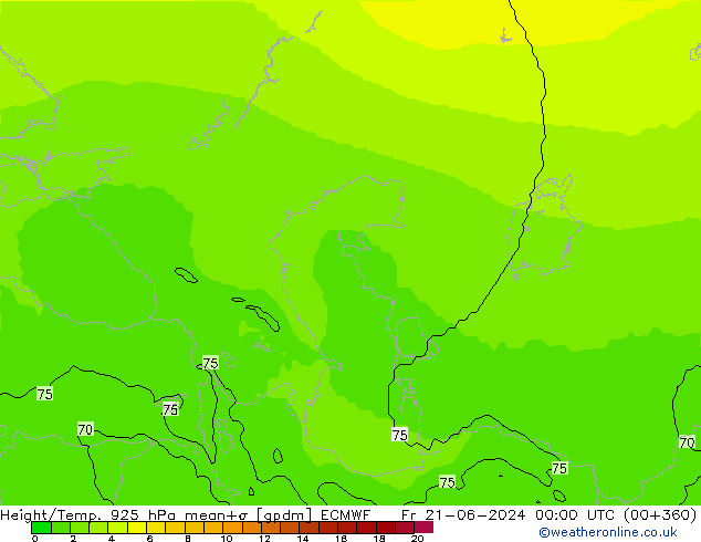 Géop./Temp. 925 hPa ECMWF ven 21.06.2024 00 UTC