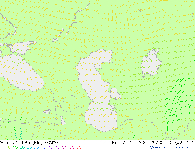 Wind 925 hPa ECMWF Mo 17.06.2024 00 UTC