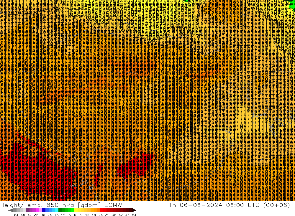 Height/Temp. 850 hPa ECMWF czw. 06.06.2024 06 UTC