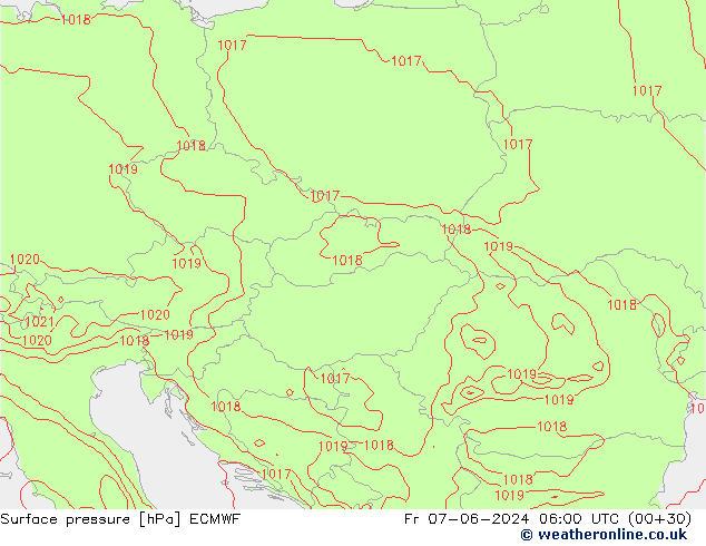 приземное давление ECMWF пт 07.06.2024 06 UTC