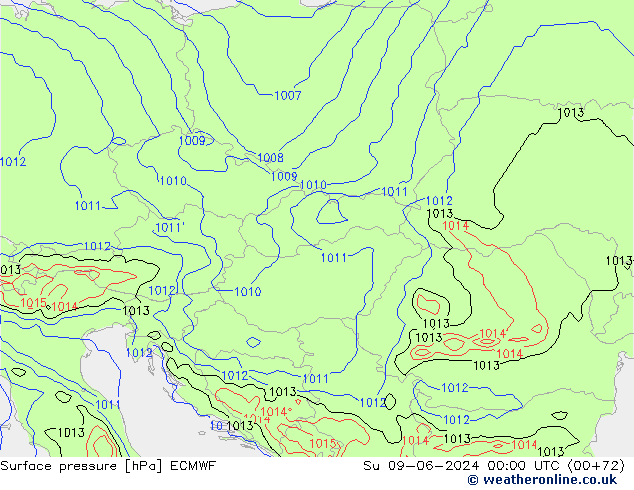 Luchtdruk (Grond) ECMWF zo 09.06.2024 00 UTC