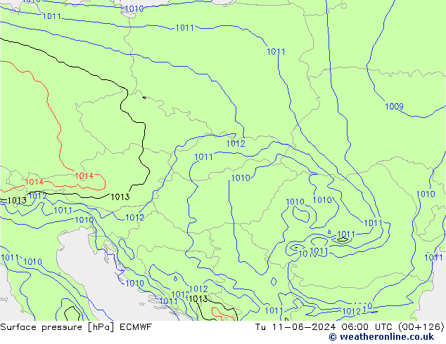 приземное давление ECMWF вт 11.06.2024 06 UTC