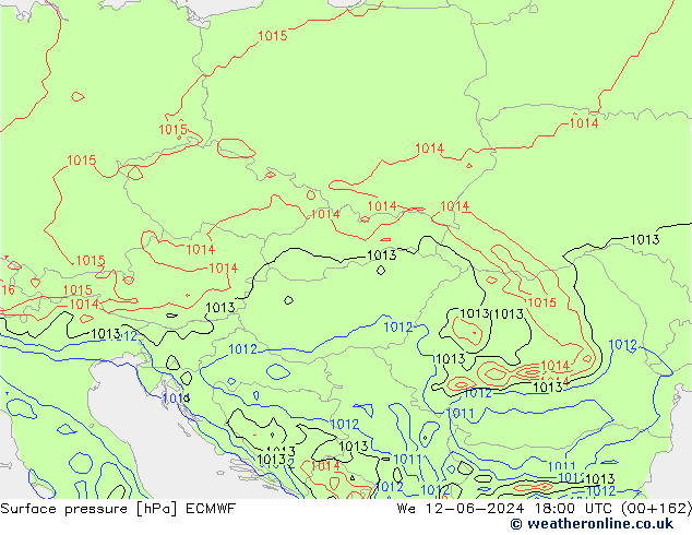 Surface pressure ECMWF We 12.06.2024 18 UTC