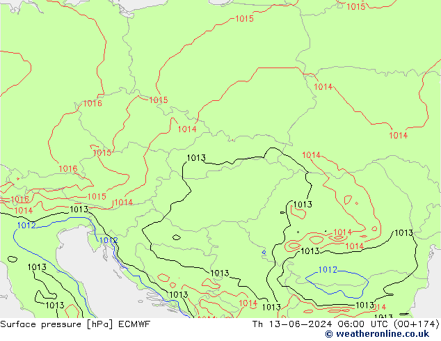 pression de l'air ECMWF jeu 13.06.2024 06 UTC