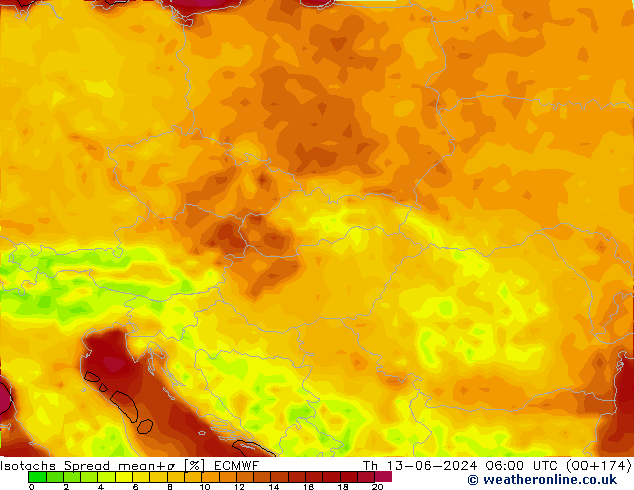 Isotachen Spread ECMWF Do 13.06.2024 06 UTC