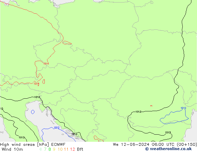 High wind areas ECMWF mer 12.06.2024 06 UTC