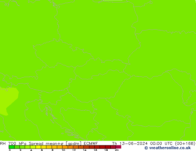 RH 700 hPa Spread ECMWF Do 13.06.2024 00 UTC