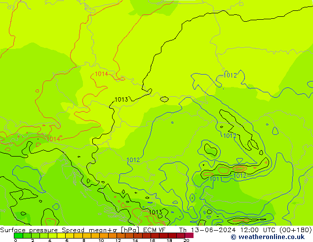 pression de l'air Spread ECMWF jeu 13.06.2024 12 UTC