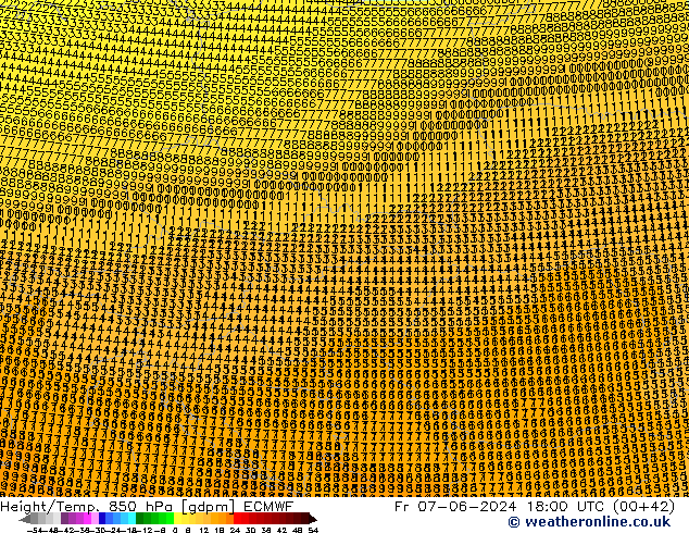 Height/Temp. 850 hPa ECMWF  07.06.2024 18 UTC